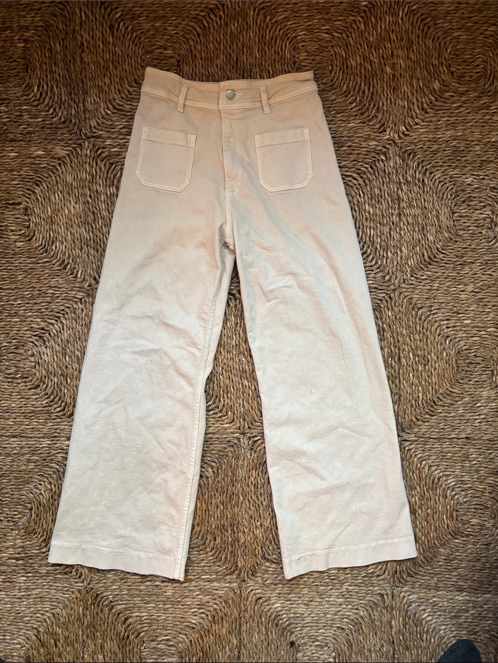 Cream High-Rise Zara Wide Leg Pants